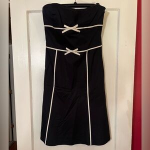 Ann Taylor Strapless Black Dress with White Trim